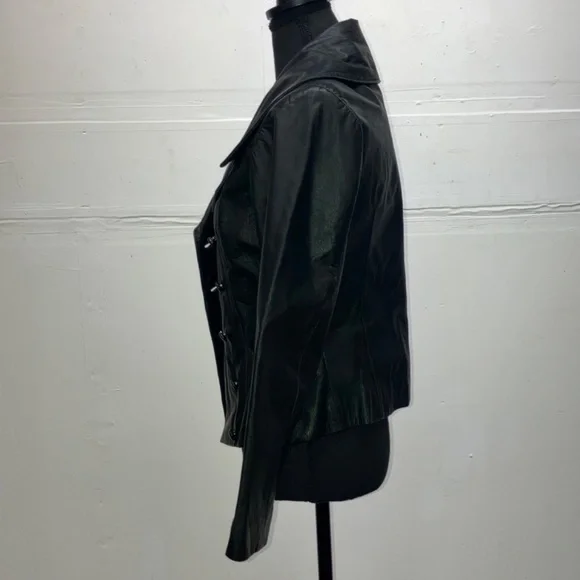 Black Leather double breasted jacket - Picture 9 of 13